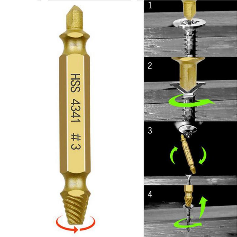Damaged Screw Extractor Set Drill Bit Stripped Broken Remover Small Easily Quickly Take Out Kit Easy Demolition Power Tools