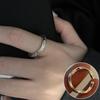 Korean S925 Silver Cross Military Flower Ring: Retro, Adjustable, Fashionable Hip-Hop Index Finger Design for Women.
