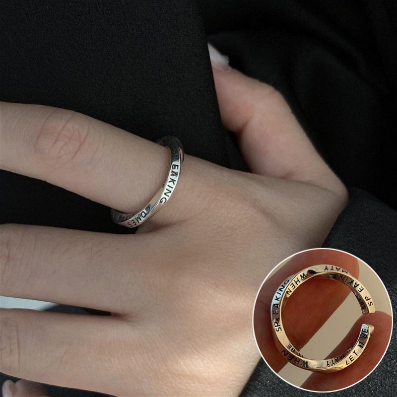 Korean S925 Silver Cross Military Flower Ring: Retro, Adjustable, Fashionable Hip-Hop Index Finger Design for Women.