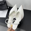 Fashion Fashion Pointed Toe Women Thin Heels Sandals Shoes Shallow Ladies Heeled Sandals Slides Female Mules Pumps Big Size 43