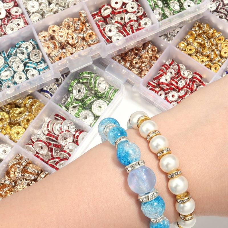 Rhinestones Rondelle Spacer Beads Delicate Rondelle Beads with Sparkling Crystals for Elegant Jewelry Creations
