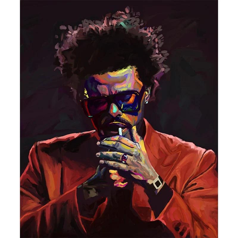 Famous Rapper Star Portrait with Flowers Canvas Painting Hip Hop Singers Abstract Art Posters Prints Wall Art Picture Home Decor