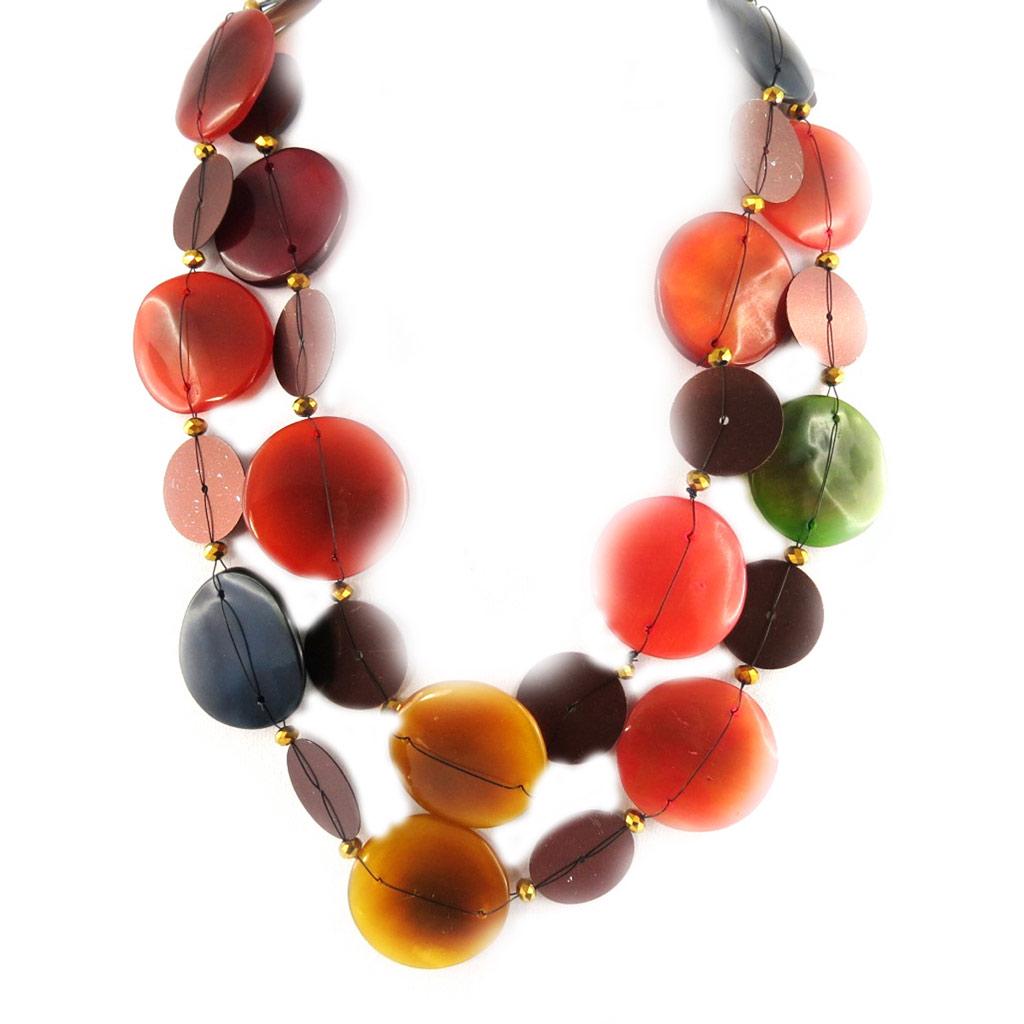 Les Trésors De Lily [L6999] - 'Kilimanjaro' Orange Brown Designer Necklace