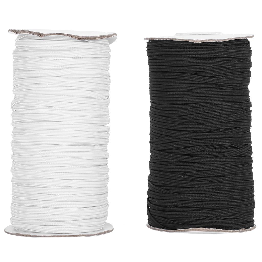 Elastic Band Flat Sewing Rope Cord String DIY Sleeve Mask Making High Elastic 100 Yard Roll(Black White )