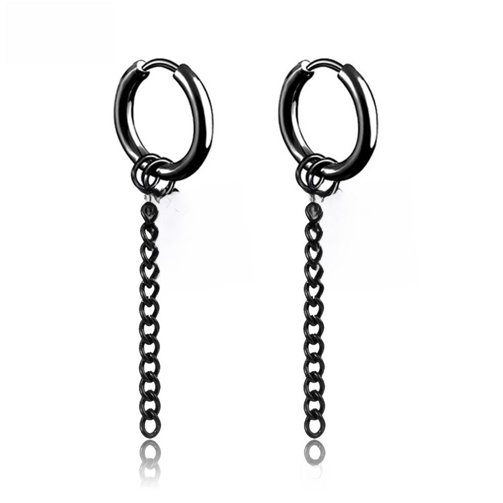 

Baosha Lina Korean Tassel Chain Earrings for Men, Love Studs, Titanium Steel Hoops, Non-Pierced Earrings