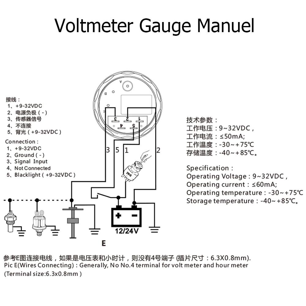 2" 52mm Voltmeter 8-16V Digital Voltmeter Ammeter 12v Meter Display VOLTS Voltage Gauge Car Red Backlight Car Boat Instrument