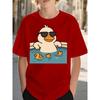 Boys Crewneck Tee, Trendy Rubber Duck With Sunglasses Pool Cartoon Print Street Style Casual Kids Top