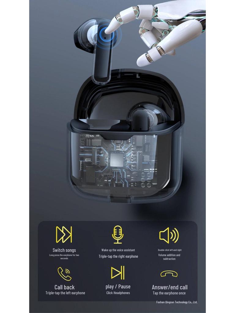 Premium Clear Bluetooth Earbuds: Noise Cancelling, Long Battery, High Sound Quality, Compatible with Apple & Android, Ideal for Running