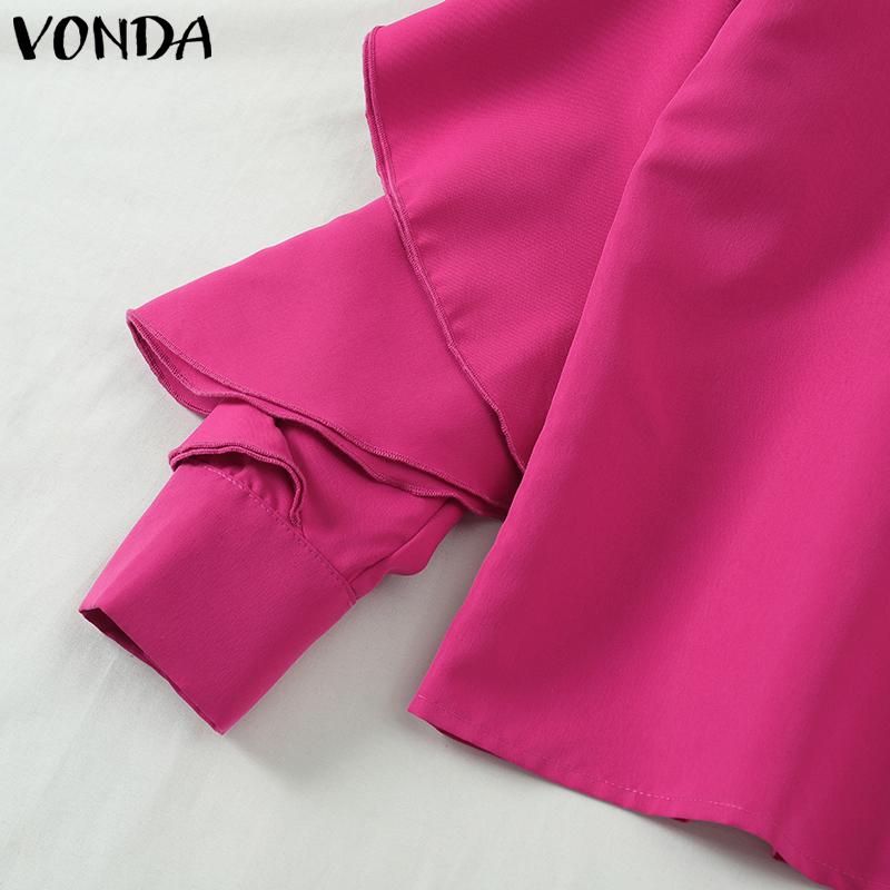 VONDA Женские винтажные блузки с длинным рукавом и воротником-стойкой