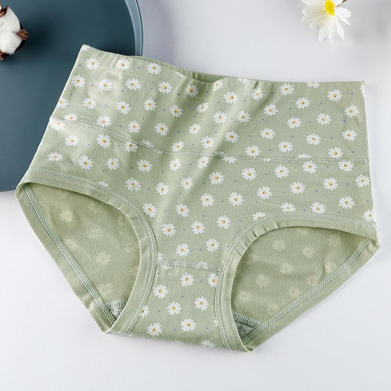 

Дышащее женское нижнее белье из хлопка с принтом, высокой талией и обтягивающим животом, женские эластичные и простые трусы XXL зелёный