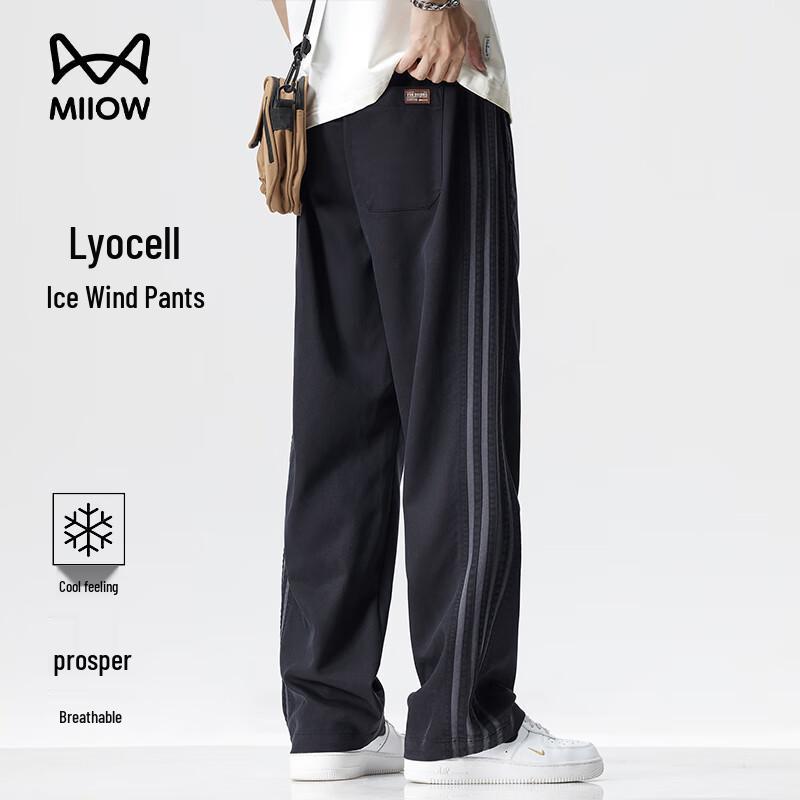 

Mao Ren Men s Straight Wide-Leg Tencel Cargo Pants XL