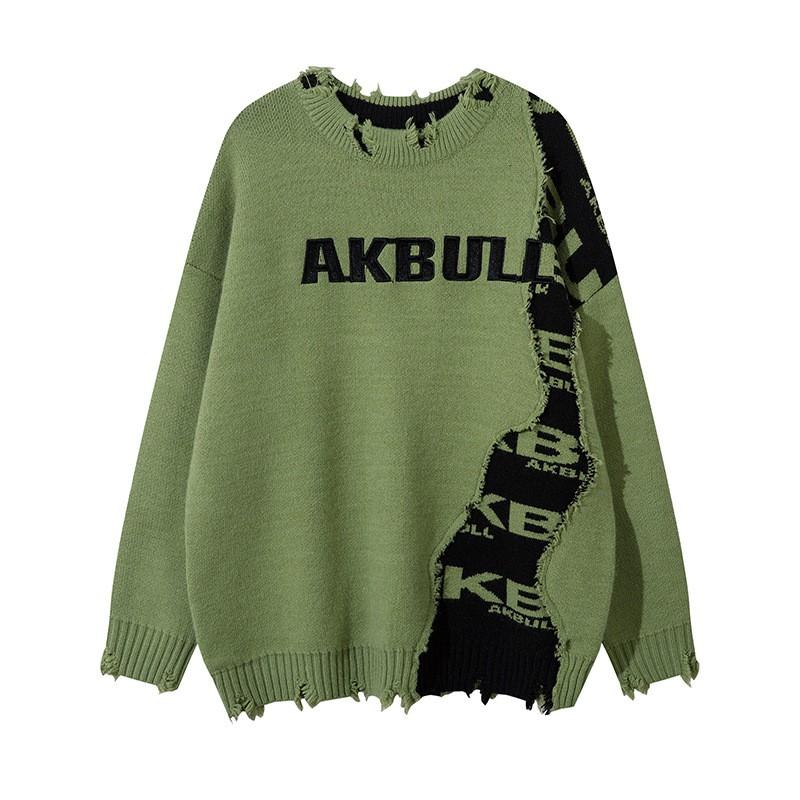 Oversized Crewneck Knit Sweater Men Women Streetwear Loose Fit Acrylic Blend Casual Pullover