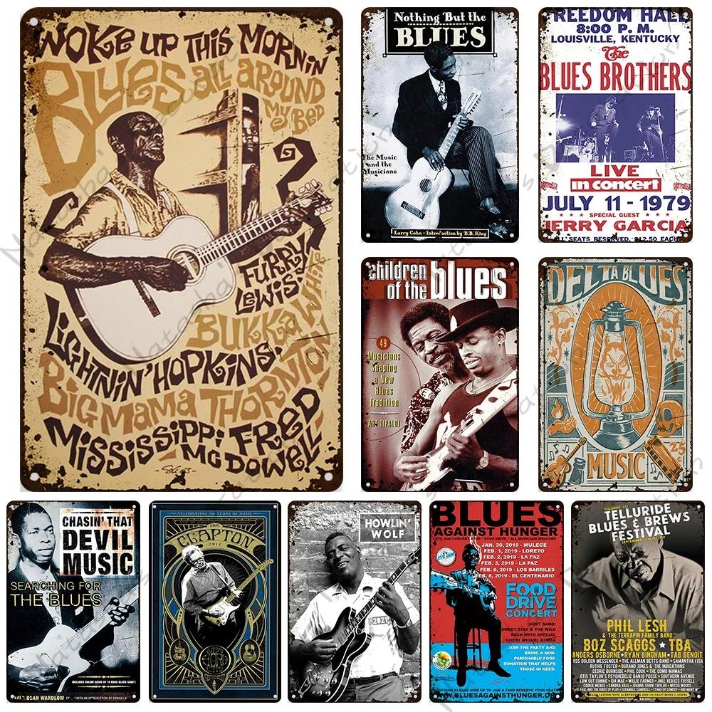 Classic Blues Metal Tin Sign Home Bar Wall Decor Signs Rusty Metal Signs Singer Metal Plaque Decorative Plate Industrial Decor