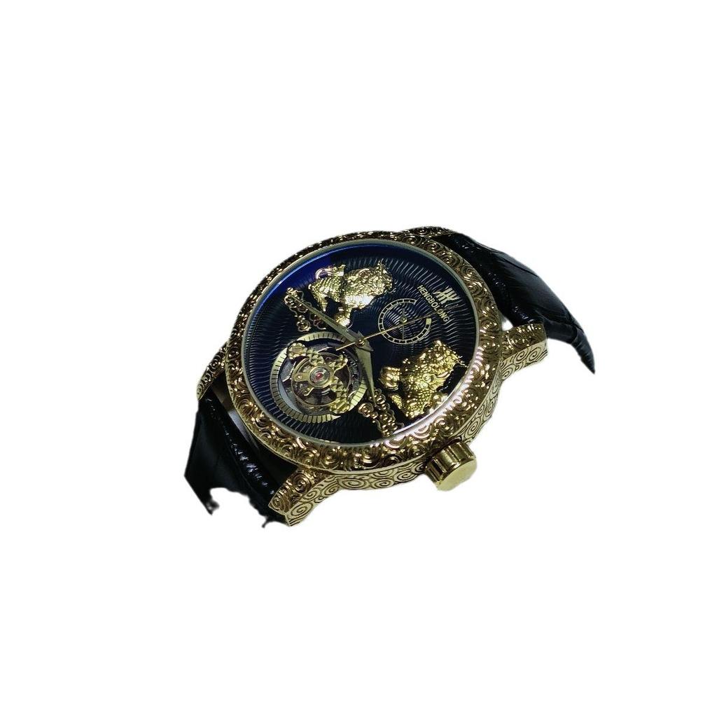 Mode Doppel-Qilin Tourbillon Großes Zifferblatt Herren Mechanische Armbanduhr
