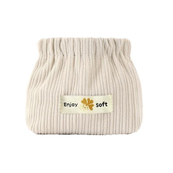 Corduroy Self-Closing Pouch Hair Tie Organizer Portable Snap Closure Pouch Storage Bag for Lipstick