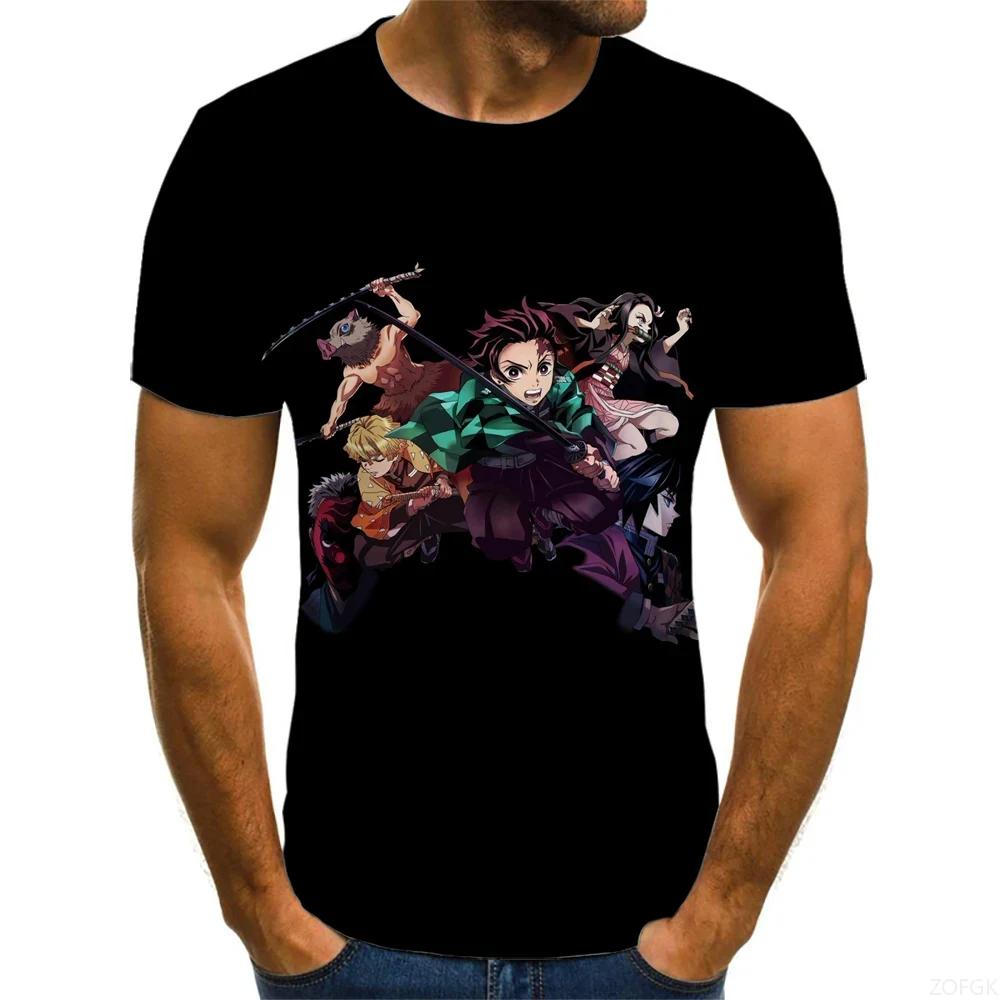 Demon Slayer 3D Print T-Shirt for Men, Summer Fashion Casual Short Sleeve, Versatile Loose Harajuku Street Style T-Shirt