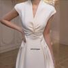 Robe d'été française élégante sans manches - Jupe midi à nœud torsadé avec design sexy