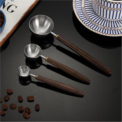 Cucchiaio da Caffè in Acciaio Inossidabile con Manico in Legno Cucchiaio da Tavola Cucchiaino Misurino Legno di Noce Manico Lungo Cucchiai da Caffè Decorazione Caffè