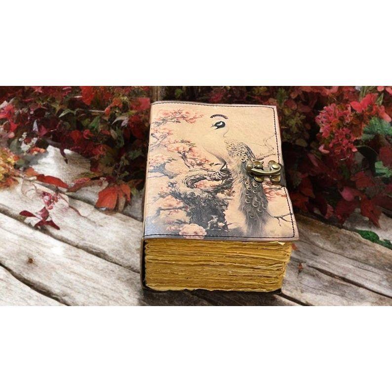 Peacock Leather Journal • Vintage Handmade journal • Travel Diary Gift for Writer •