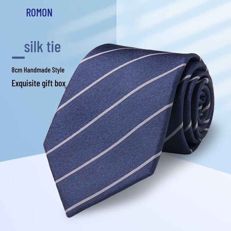 Romon Men s Striped Silk Business Tie 8cm Wide