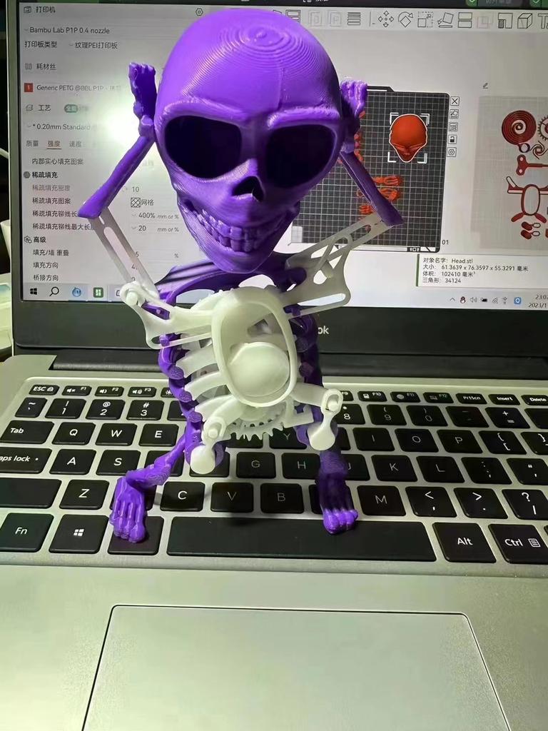 Novelty Funny Skull Man Dancing Rocking Clockwork Toy 3D Printing Dancing Fun Small Toys Skull Desktop Ornaments