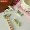 Creative Ceramic Funny Frog Chopstick Holder Cutlery Stand Spoon Fork Rest Tableware Restaurant Utensil Kitchen Tools Home Decor