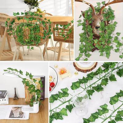 Artificial Plant Creeper Silk Green Leaves Rattan for Home Decoration Background Wall Fake Plants Houseplant Wedding Arch Decor