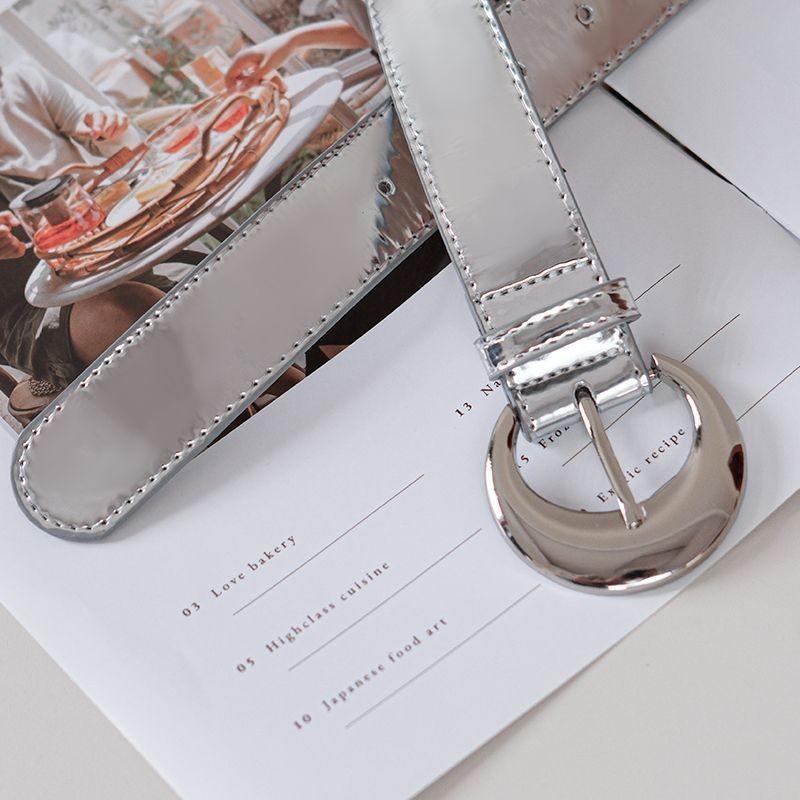 Silver Womens Chic Belt For 2023 Fall With Basic Simple Style And Unique Texture