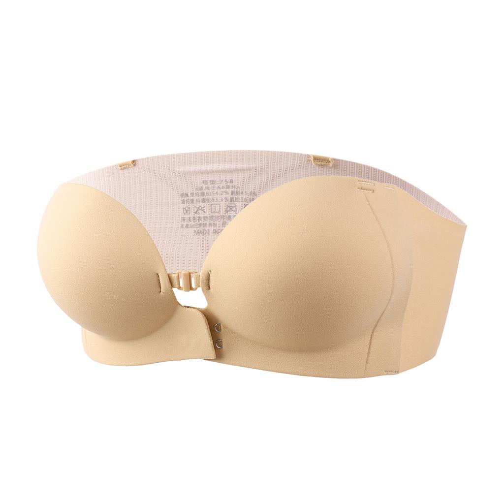 Front Buckle Strapless Non-slip Underwear Women's Small Breasts Gather To Show Great Beauty, Back Cross Belt Hanging Neck Seamless Invisible Bra Cover