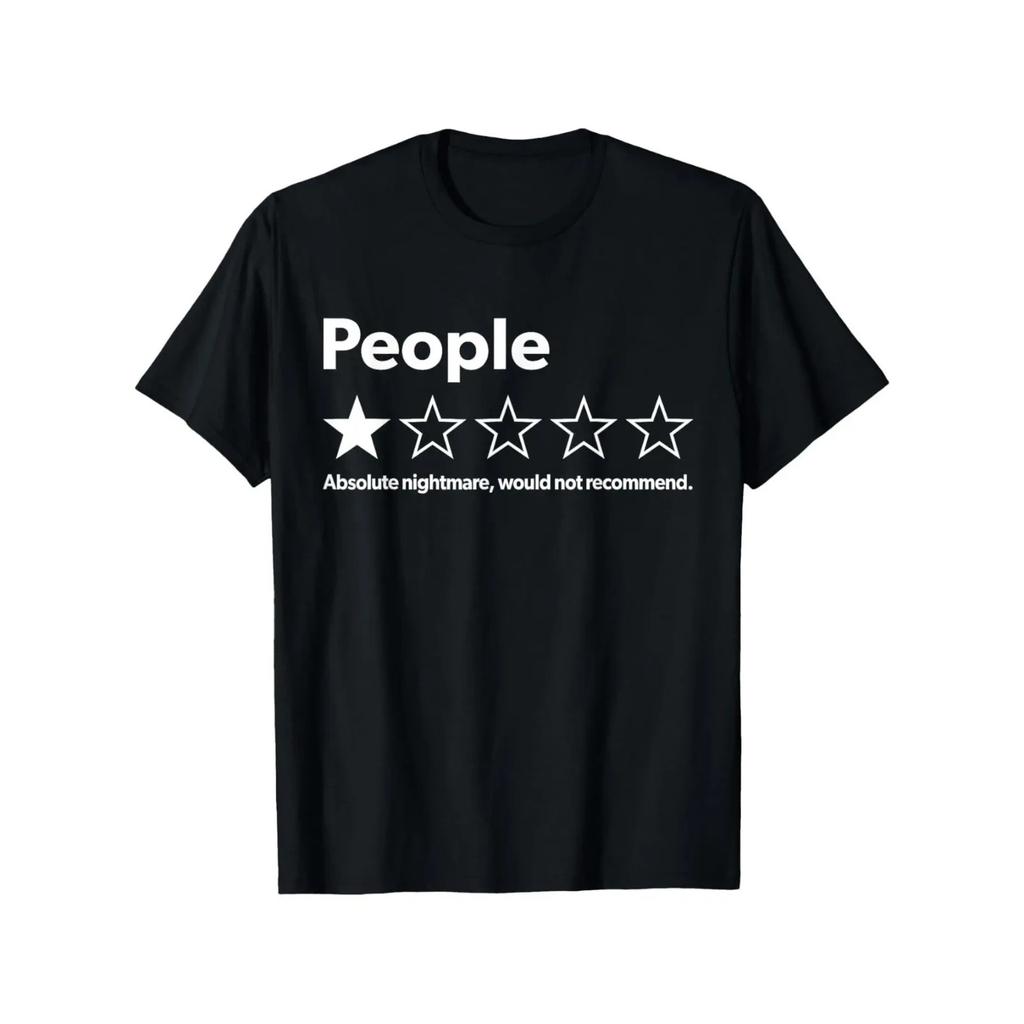 T-Shirt Unisex per Adulti - Nera, Manica Corta - Recensioni Divertenti Persone Una Stella