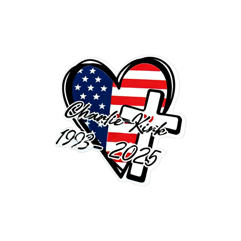 Heart Cross American Flag Sticker For Car, Phone, Water Bottle - Patriotic Decal