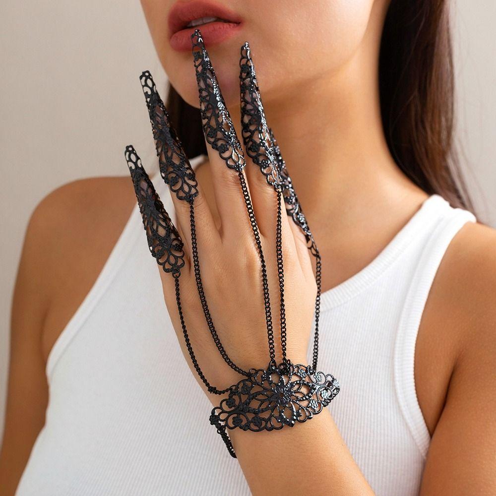 Gioielli per le Mani Braccialetti da Dita Gotici Anelli per Dita Punk Punk Nuovi Braccialetti a Catena per Dita e Polso Donna