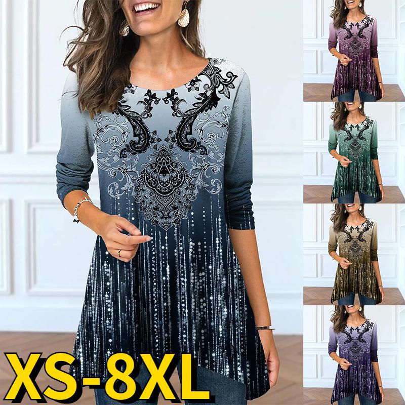 

2023 Женская трендовая футболка Женские топы Весна Осень Круглый вырез Сексуальная мода Длинный рукав Новый дизайн Печать Печать Пуловер