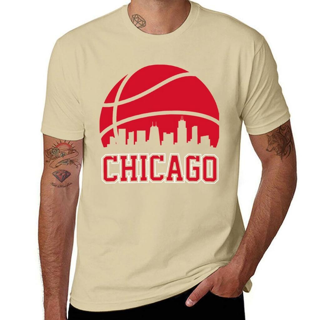 Retro Bulls Basketball Chicago City Skyline Tshirt Tops Boys Whites Graphics Quick Drying Funny T Shirts For Unisex
