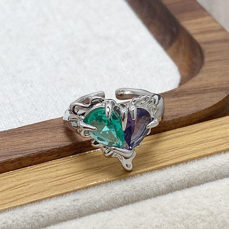 [Crystal Color Diamond] Color Treasure Full Diamond Super Immortal Zir*****Pening Ring French Niche Light Luxury High Sense Ring Female