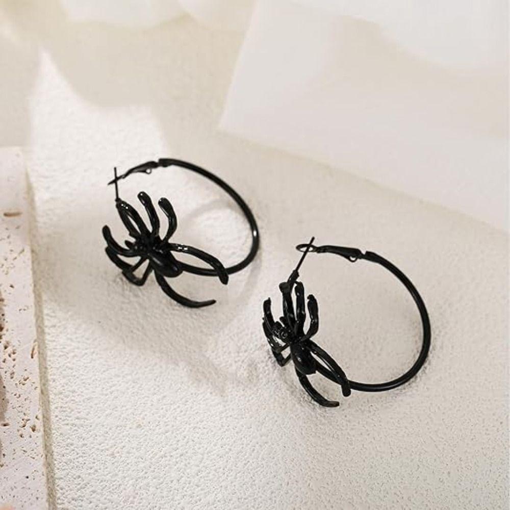Halloween Jewelry Halloween Earrings Gold Color Round Circle Ear Stud New Spider Earrings