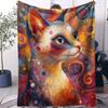 Colorful Artistic Style Cat Pattern Flannel Printed Blanket Suitable for All Seasons Suitable for Living Room Office Sofa Travel