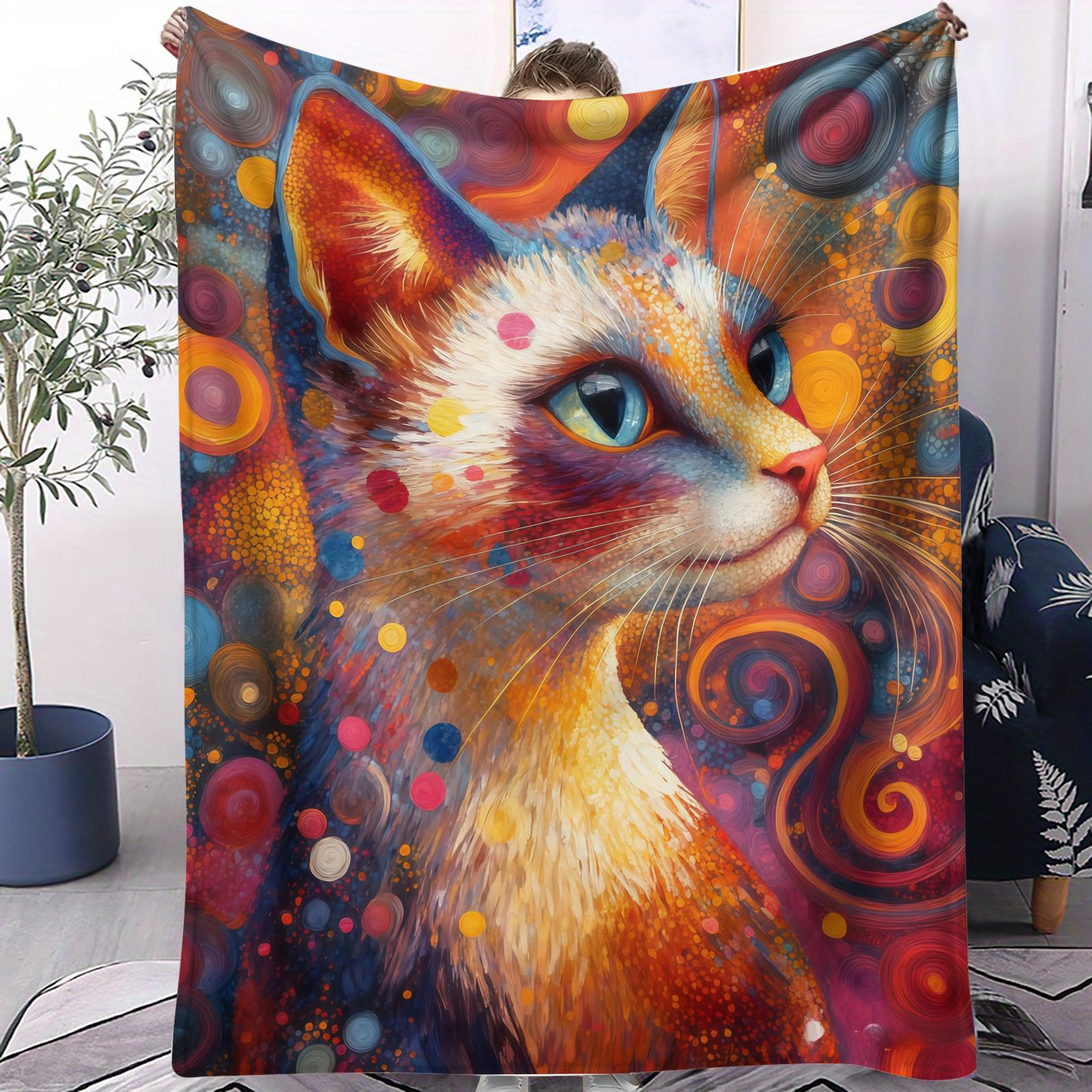

1PC Prints Of The Strange Cats Cute Soft Blanket for Boys and Girls Autumn and Winter Bed Sofa Office Camping Trip Gift 70x100cm
