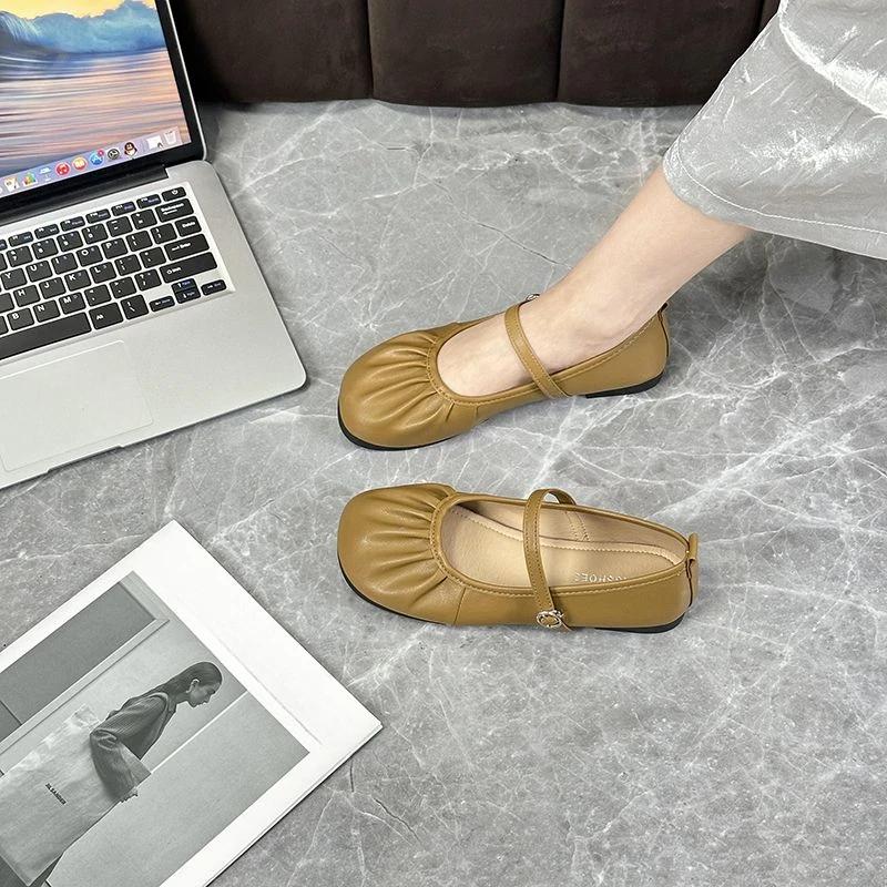 Comfortable and Elegant Round Toe Mary Jane Shoes for Women Summer 2025 Vacation Quick Delivery Trend 39 Solid Color Woman Flats