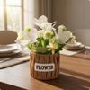 Artificial Flower Arrangement Green Leaves Faux Woven RattanStyle Pot Decor White