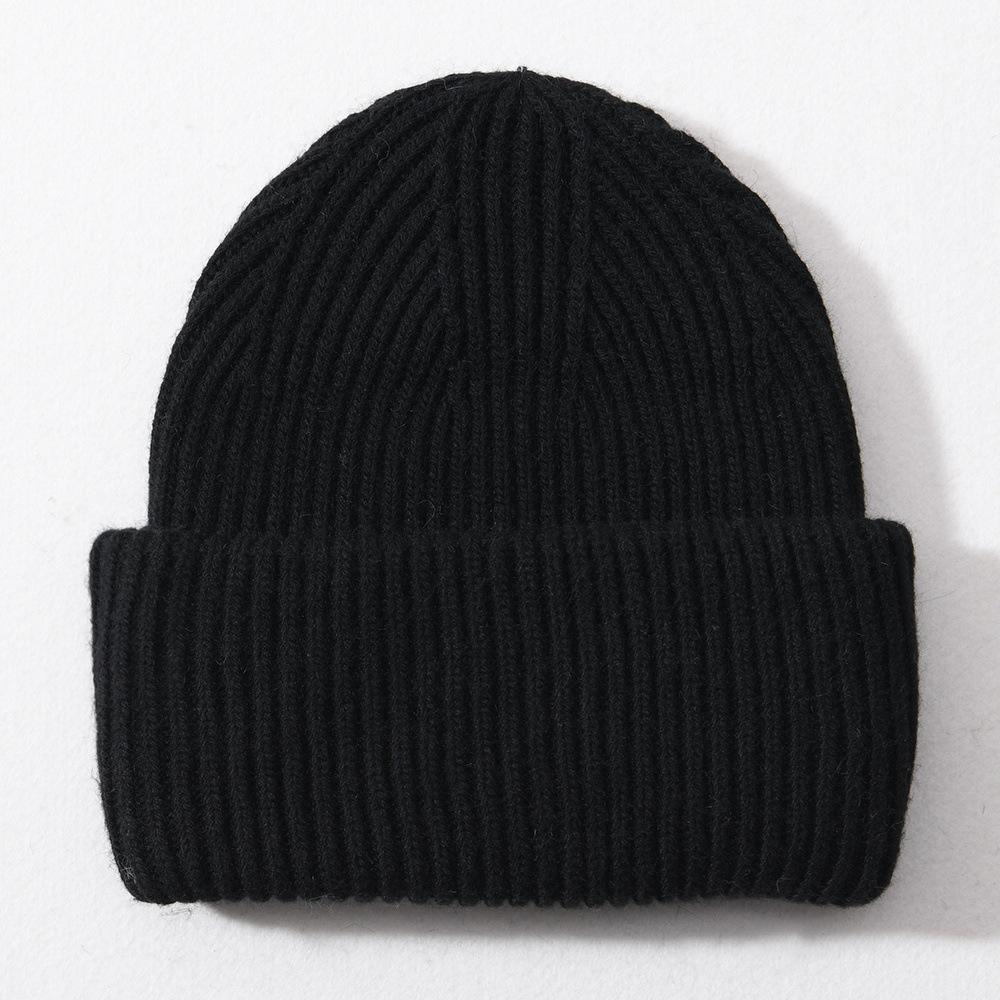 Autumn and Winter Versatile Classic Solid Color Angola Warm Wool Hat Knitted Hat