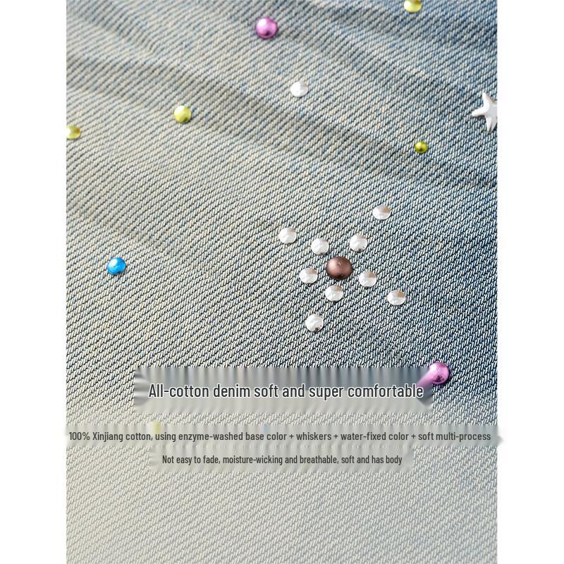 INMAN Women's Rhinestone Washed Denim Shorts