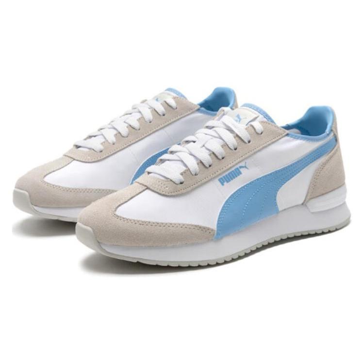PUMA R78 Neon Textile, Split Cow Leather, Artificial Leather Low top Casual Shoes Unisex White Blue 392901-09
