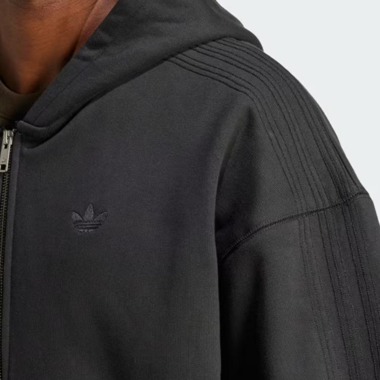 adidas Premium Essentials Full-Zip Hoodie Black Men Streetwear JC9579