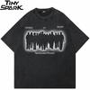 Hip Hop Gewaschenes Schwarzes T-Shirt Streetwear Vintage Grafik Team Shadow T-Shirt Baumwolle Hipster Unisex T-Shirt Herren Oberteile T-Shirts YK