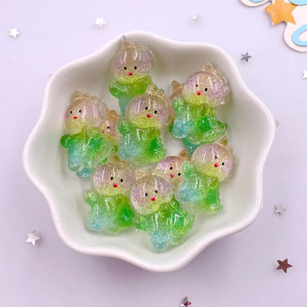 12Pcs Resin Colorful Kawaii Swan Dinosaur Cat Rabbit Butterfly Bear Figurines Flatback Rhinestone DIY Bow Decor Scrapbook Crafts