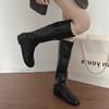 Street Style Cosy Soft Leather Women Knee High Boots Fashion Elegant Square Toe Shoes Women'S Stretch Slim Knight Long Booties