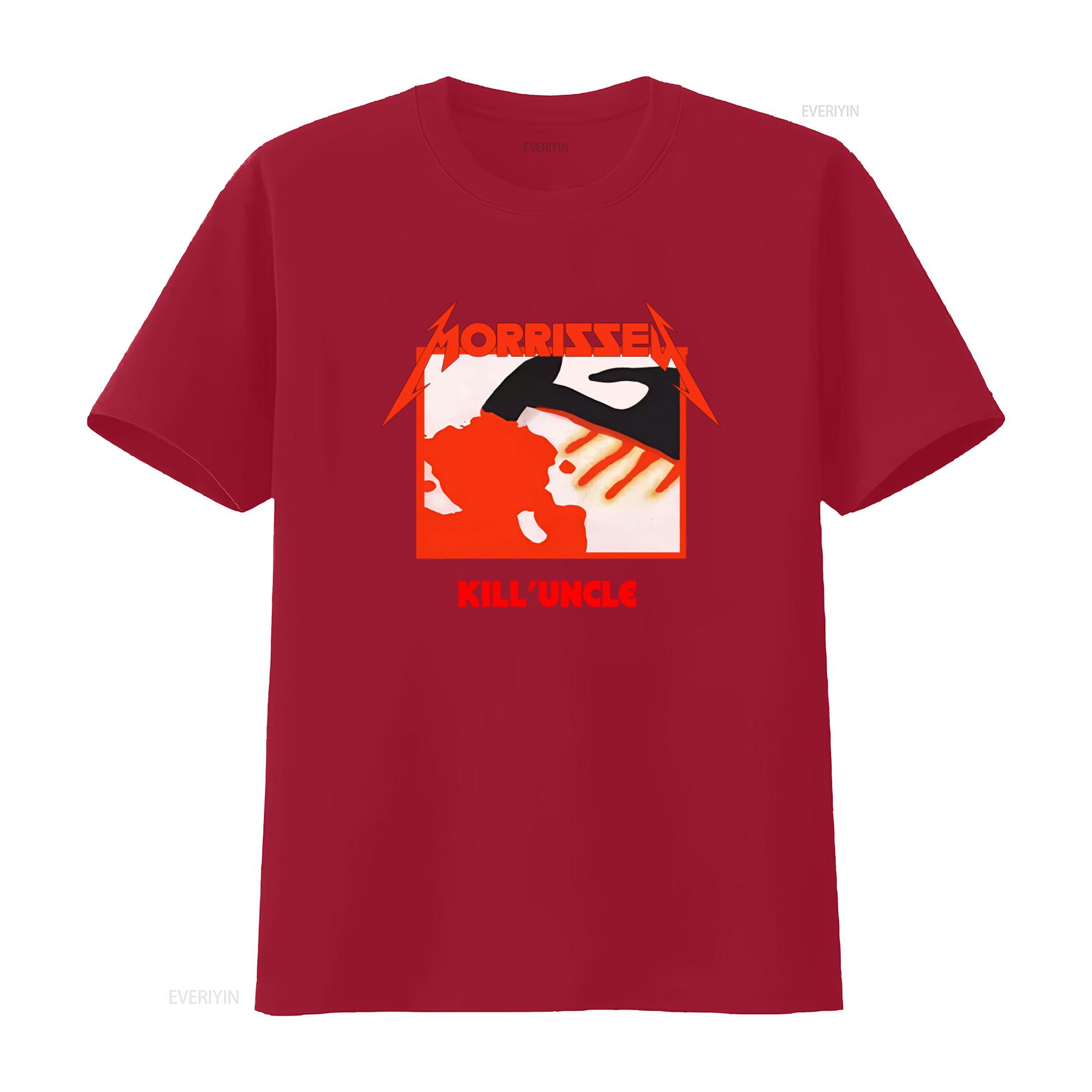 MORRISSEY KILL UNCLE Print T Shirt Bold Red Black Design for Rock Fans vintage Washed Comfortable Slightly Versatile S