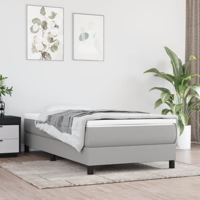 3144053 vidaXL Divan Bed with Mattress Light Grey 100x200cm Fabric