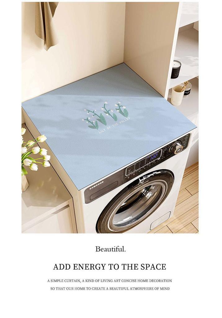 Ins-Style Drum Washing Machine Dust Cover & Fridge Diatomaceous Earth Non-Slip Water Absorption Mat